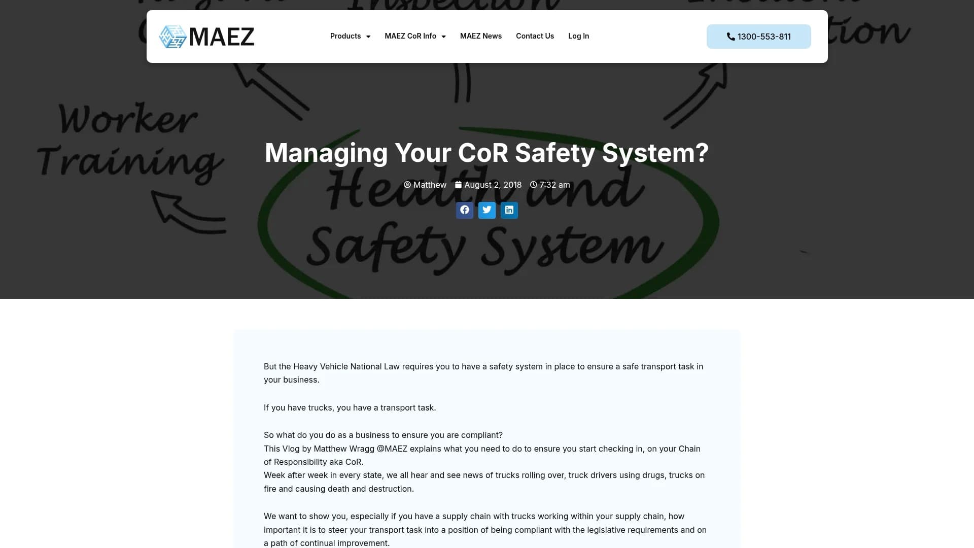 MAEZ legacy graphic: screenshot gen 921 maez.com .au cor safety system 1763956897767