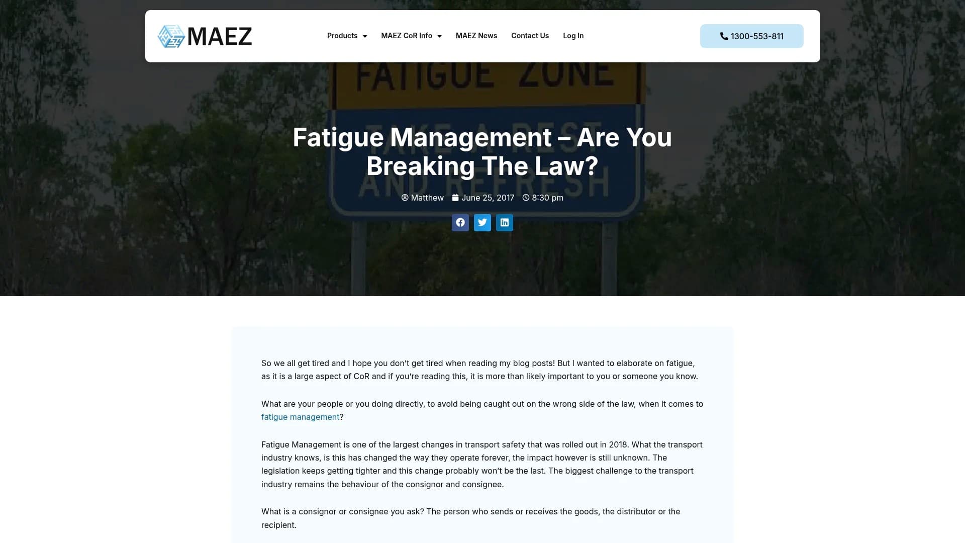 MAEZ legacy graphic: screenshot gen 1021 maez.com .au 2017 6 30 fatigue are you breaking the 1764768288829