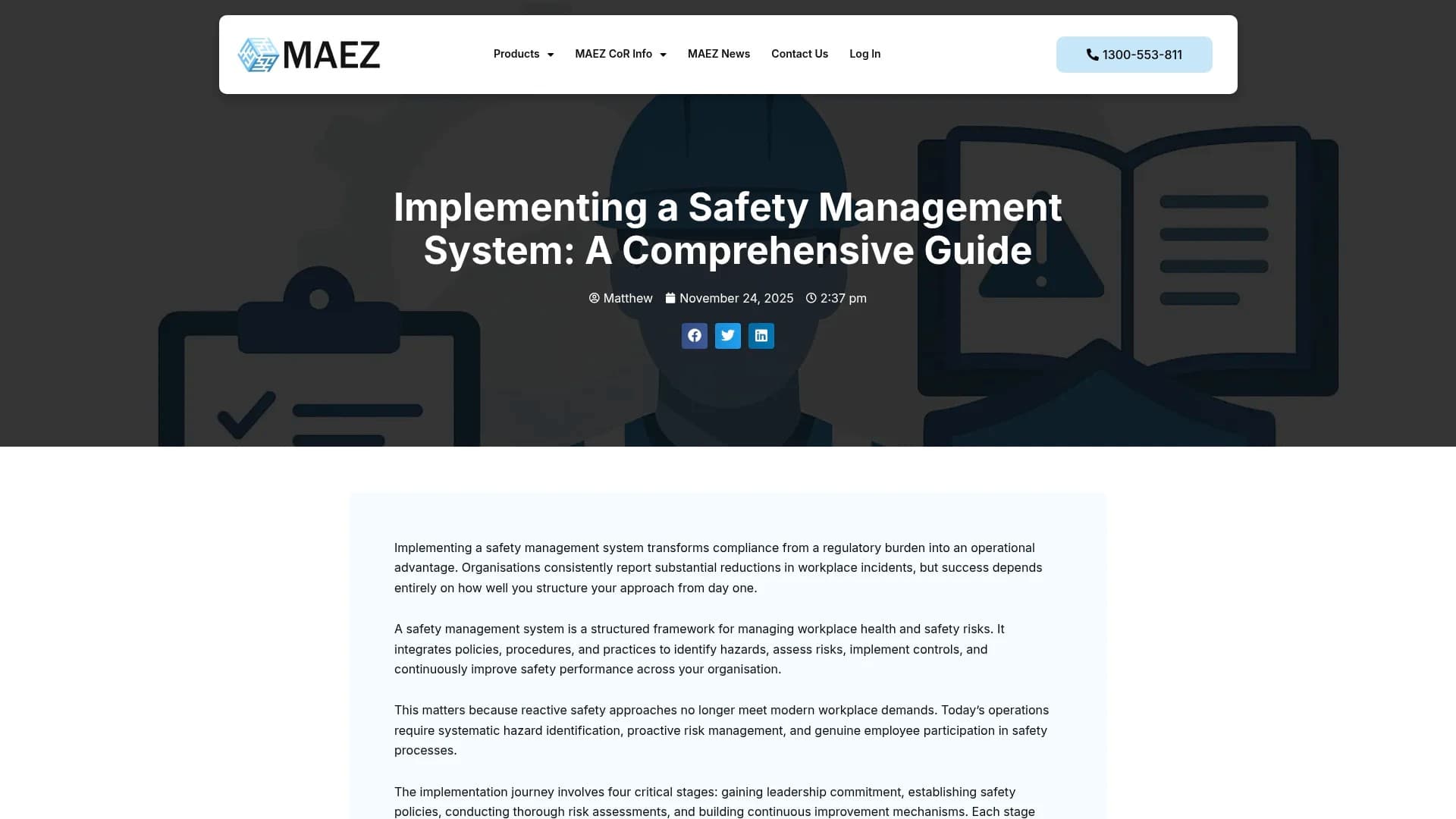 MAEZ legacy graphic: screenshot gen 1021 maez.com .au implementing a safety management syste 1764768187346