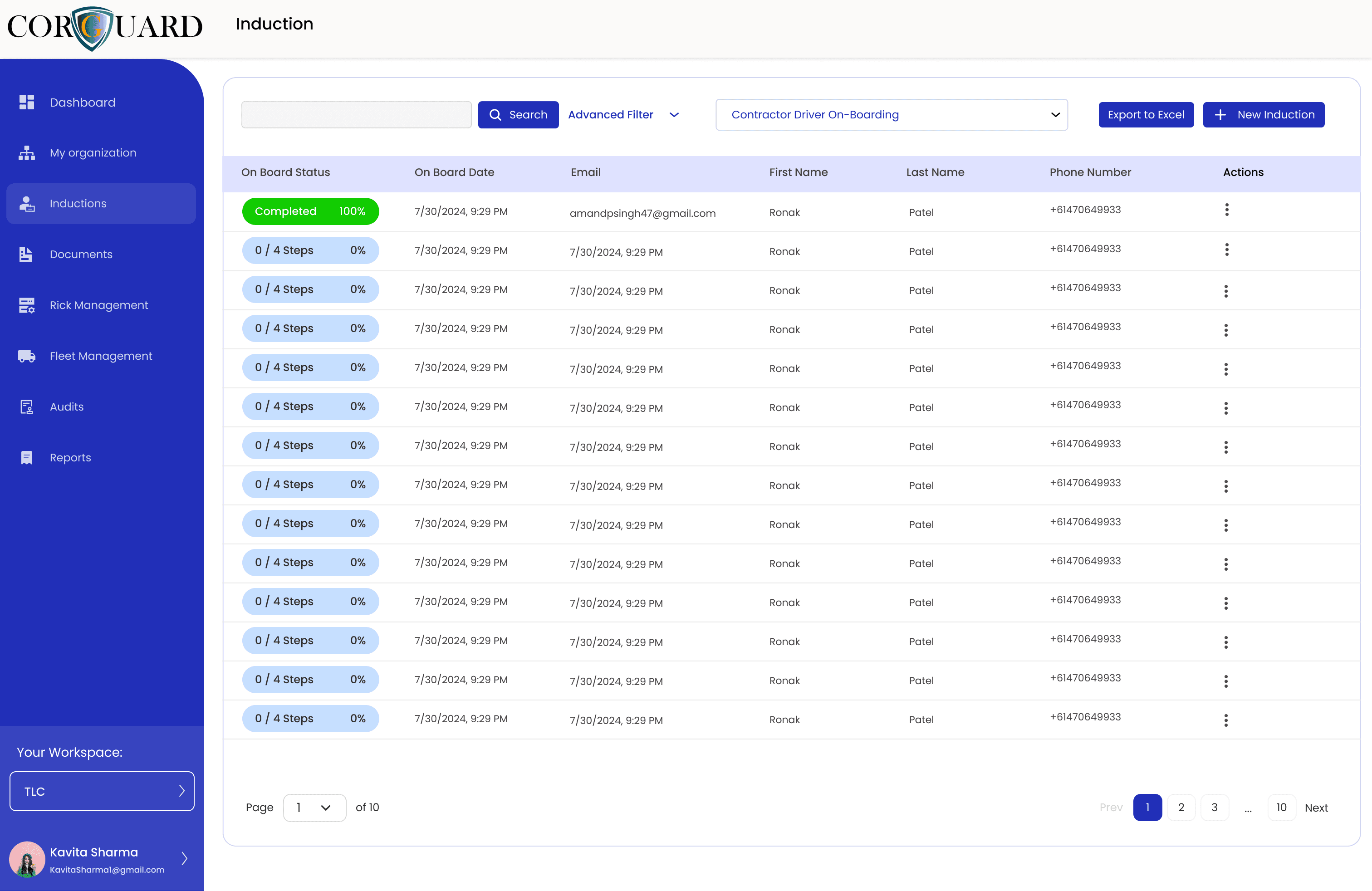 Contractor induction and compliance evidence review for an Australian transport task
