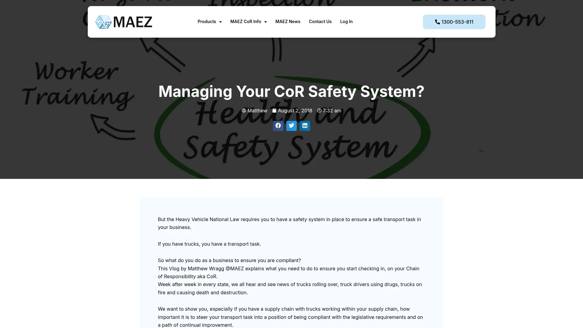 MAEZ legacy graphic: screenshot gen 921 maez.com .au cor safety system 1763956897767