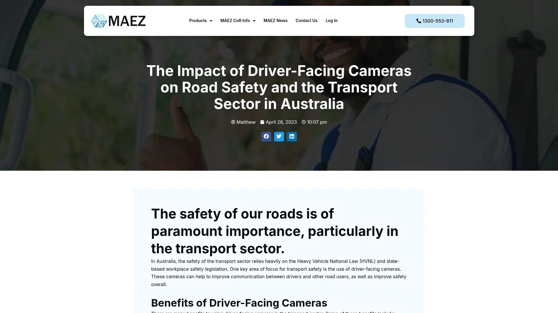 MAEZ legacy graphic: screenshot gen 1021 maez.com .au driver facing cameras on road safety t 1764768252384