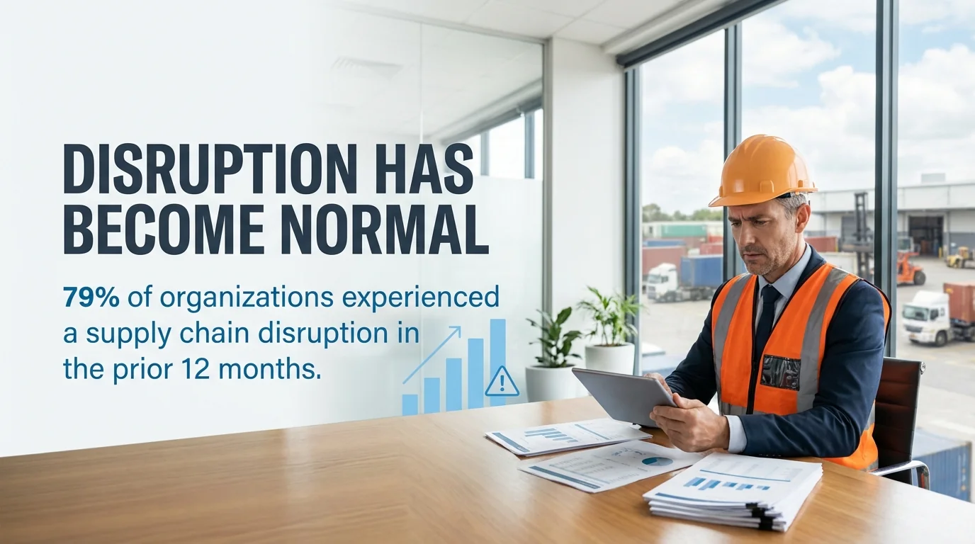 MAEZ legacy graphic: gemini statistic 79 of organizations experienced a supply chain dis 1767871702505