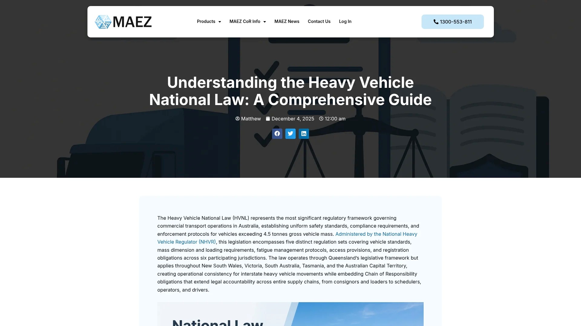 MAEZ legacy graphic: screenshot gen 1222 maez.com .au understanding the heavy vehicle nation 1767871538660